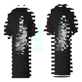 Sorta Scary Merry Sorta Christmas Skeleton Tree Santa T-Shirt - Monsterry