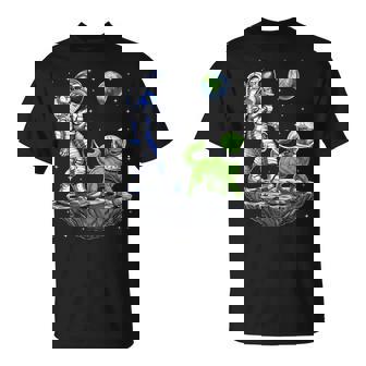 Space Astronaut Walking Alien Dog Planet Earth T-Shirt - Monsterry