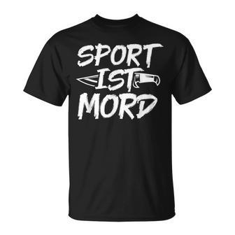 Sport Ist Mord Anti Unsporty Knife Lazy Retro T-Shirt - Geschenkecke