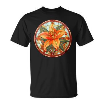 Stained Glass Tiger Lily Flower Colorful Tiger Lily Flower Tank Top T-Shirt - Monsterry