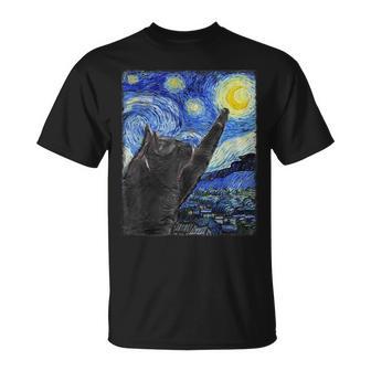 Starry Night Catan Gogh Cat T-Shirt - Geschenkecke