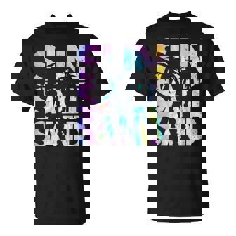 Sun Salt Sand Beach Palm Tree Cool Summer Vacation Women Men T-Shirt - Monsterry