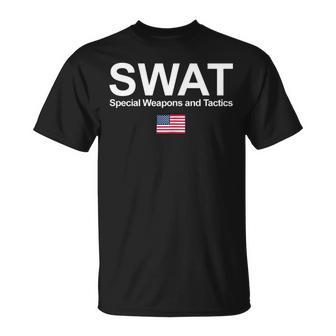 Swat Team Police Special Forces Us Flag Chest Logo T-Shirt - Geschenkecke