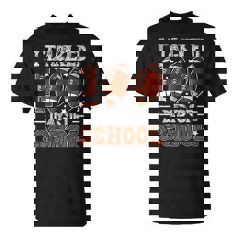 I Tackled 100 Days School Football 100Th Day Of School Boys T-Shirt | Mazezy