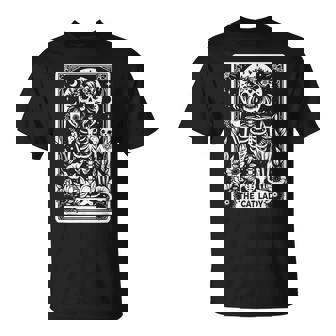 Tarot Karte The Cat Lady Skelett Katzen Mama Tarot Karten T-Shirt - Geschenkecke