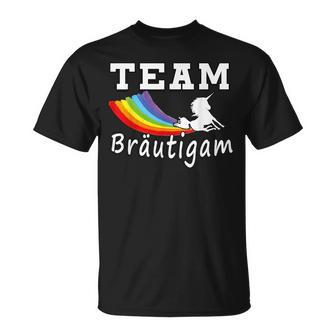 Team Groom Unicorn Rainbow Gay Lgbt T-Shirt - Geschenkecke