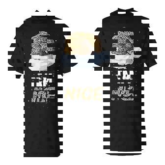 Team Nice Santa Leopard Hat Pajamas Family Xmas Men Women T-Shirt - Monsterry