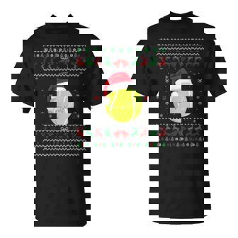 Tennis Ball Santa Christmas Lights Festive Sweater T-Shirt - Monsterry