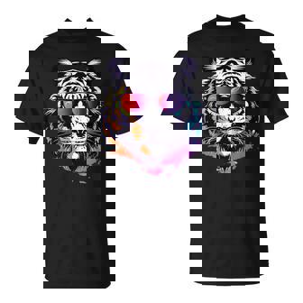 Tête De Tigre Blanc Et Coloré À L'allure Cool T-Shirt - Cadeauxyz