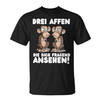 Three Monkeys Three Monkeys Who Look Asking T-Shirt - Geschenkecke