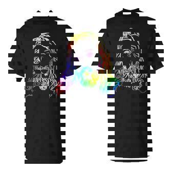 Tie Dye JESUS Abstract Face Shirt Face Jesus Christ Lines 2 T-Shirt - Monsterry