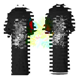 Tropical Bird Rainforest Jungle Green Flowers T-Shirt - Geschenkecke