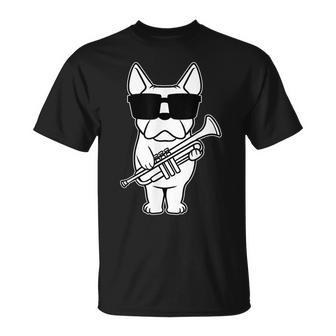 Trumpet Player Brass Musician Dog With Trumpet T-Shirt - Geschenkecke