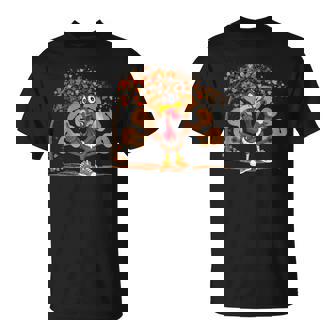 Turkey Playing Guitar Thanksgiving Turkey Tail Guitar T-Shirt - Monsterry