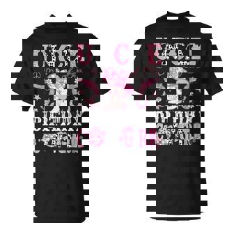 Uncle Of The Birthday Cow-Girl Pink Disco Rodeo Western T-Shirt - Monsterry