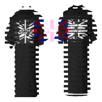 Union Jack London UK Flag Mind The Gap Tube British T-Shirt T-Shirt - Monsterry