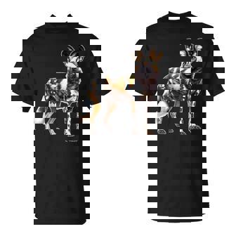 Urban Empyre -Adult Painted Dog x African Wild Dog Small Short Sleeve V-Neck Modern Graphic T-Shirt - Monsterry