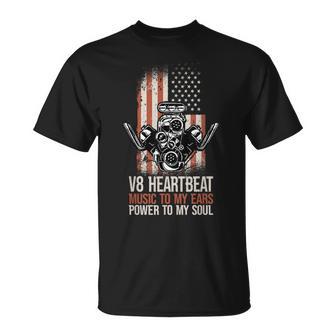 V8 Heartbeat American Muscle Cars Usa Engine8 Muscle Car T-Shirt - Geschenkecke