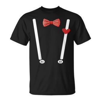 Valentine's Day Costume Hearts Bow Tie & Braces T-Shirt - Geschenkecke