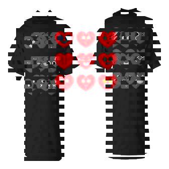 Valentines Day Faces Red Hearts Boys Girls Teacher T-Shirt - Monsterry