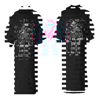 Valentine's Day Heart Ice Hockey Goalie Futuristic AI Robot T-Shirt - Monsterry