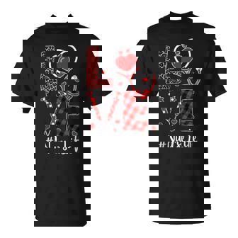 Valentine's Day Love Nurse Life Leopard Red Plaid T-Shirt - Thegiftio UK