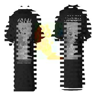 Van Gogh Black Cat With Sunflowers Cat T-Shirt | Seseable CA