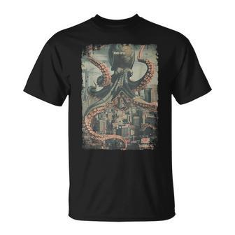 Vintage Octopus Monster Horror Poster Octopus T-Shirt - Geschenkecke