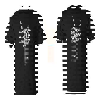 Vintage Rock On Skeleton Hand Sign Rock Guitar Neck Men T-Shirt - Monsterry