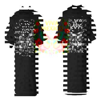 Viva Mexico Butterfly Vintage Mexican Independence T-Shirt - Monsterry