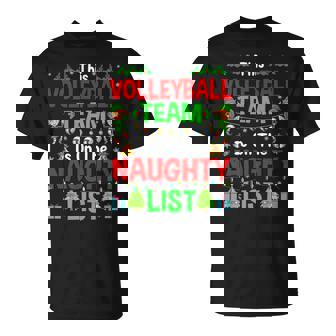 This Volleyball Team On Naughty List Cute Christmas Elf T-Shirt - Monsterry