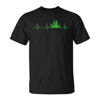 Wald Baum Herzschlag Geschenk Holz Bäume Wandern T-Shirt - Geschenkecke