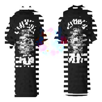 Watercolor Floral Chihuahua Mama Dog Lovers Mother's Day T-Shirt | Mazezy