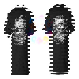 Watercolor Floral Shih Tzu Mama Dog Lovers Mother's Day T-Shirt - Thegiftio
