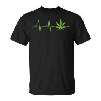 Weed For And Marijuana Leaf Heartbeat T-Shirt - Geschenkecke