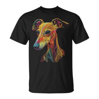 Whippet Dog Motif Pet Illustration Colourful Whippet T-Shirt - Geschenkecke