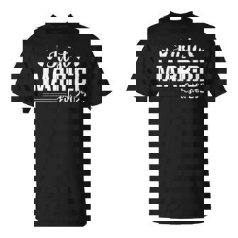 Wife Est 2025 Just Married Honeymoon Wedding Adult Black Small Modern Classic V-Neck Short Sleeve Polyester 100 Cotton Machine Wash T-Shirt - Thegiftio