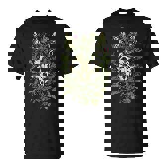 Witch Aesthetic Goth Grunge Punk Emo Botanical Cat Skull T-Shirt - Cadeauxyz