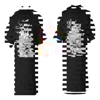 Witch Outside Petting Her Cat On a Rocker Chair T-Shirt - Monsterry