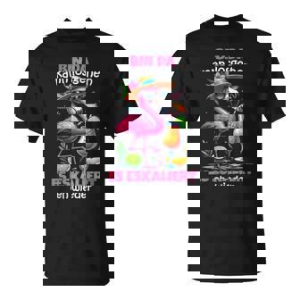 Women's Bin Da Kann Losgehen Es Escaliert Eh Flamingo Malle With-Neck T-Shirt - Seseable