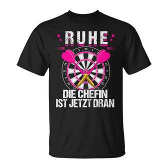 Women's Rest Die Chefin Ist Jetzt Dran Darts Dartter Women's Dart T-Shirt - Geschenkecke