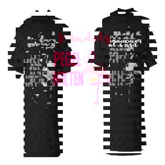 Women's With-Neck Egal Was Passiere Pegel Flamingo Party Jga Saufen T-Shirt - Seseable