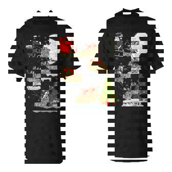 Xmas Lighting Tree Santa Riding Bunny Christmas T-Shirt - Monsterry