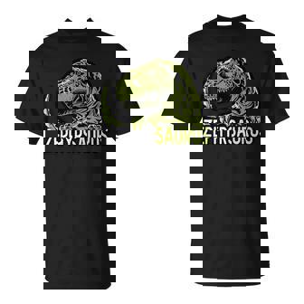 Zephyr Saurus Personalized Name Dinosaur T-Rex T-Shirt - Monsterry