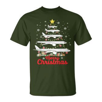 Aeroplane Christmas Tree Merry Christmas Most Likely Pilot T-Shirt - Geschenkecke