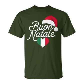 Buon Natale Italian Christmas Christmas Italy Flag Heart T-Shirt - Geschenkecke