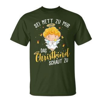 Christkind Schaut Zu Christmas Night Holiday Evening T-Shirt - Geschenkecke