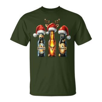 Christmas Beer Bottles With Christmas Hat Beer T-Shirt - Geschenkecke