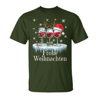 Christmas Red Wine Merry Christmas Reindeer Santa Claus T-Shirt - Geschenkecke