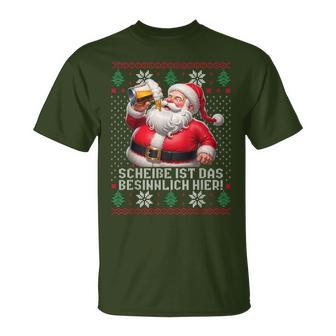 Christmas Santa Beer Scheiße Ist Das Besinnlich Here T-Shirt - Geschenkecke